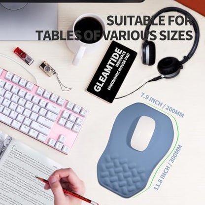 Ergonomic Raised Mouse Pad Wrist Support with Bilateral Slope Memory Foam Mousepad for Wrist Rest and Carpal Tunnel Pain Relief 11.8x7.9〃 Stone Blue - color: Stone Blue