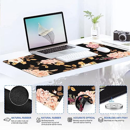 iCasso Desk Mat, Gaming Mouse Pad Wrist Support Set,4in1 XXL Large Mousepad + Keyboard Wrist Rest+Mouse Wrist Rest+Coaster Set with Ergonomic Design for Home Office Table Computer-Penoy - color: Penoy