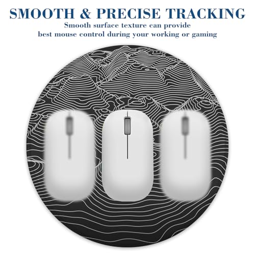 3D Contour Topographic Map Mouse Pad Round Mouse Mat, Non-Slip Rubber Base Mousepad with Stitched Edge for Wireless Computer Laptop Office Desk Accessories 8 x 8 Inches - color: 3D Contour Topographic Map