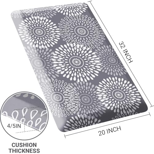 LuxStep Kitchen Mat Waterproof Kitchen Rugs for Floor Cushioned Anti-Fatigue Mat Non-Slip Standing Desk Mat Comfort Floor Mats for House Sink Office 20" x 32"-4/5 Inch Grey - color: Grey, size: 32"L x 20"W x 0.8"Th