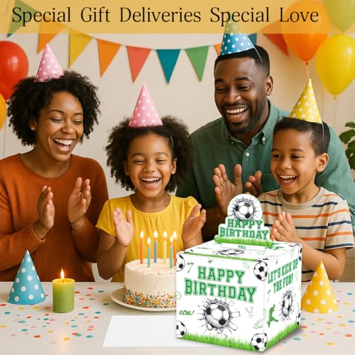 ChillHui Soccer Birthday Money Gift Boxes for Cash, Sports Soccer Birthday Money Pull Box for Boys Girls - color: White Soccer
