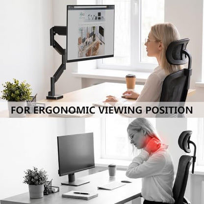 WALI Extra Long Single Monitor Arm for 17-38 inch Screens, up to 26.4 lbs | Tall Monitor Desk Mount, Full Motion with Tilt, Swivel, Rotation, C-Clamp/Grommet Base, VESA 75/100mm (GSMP001L), Black - size: 17" to 38"