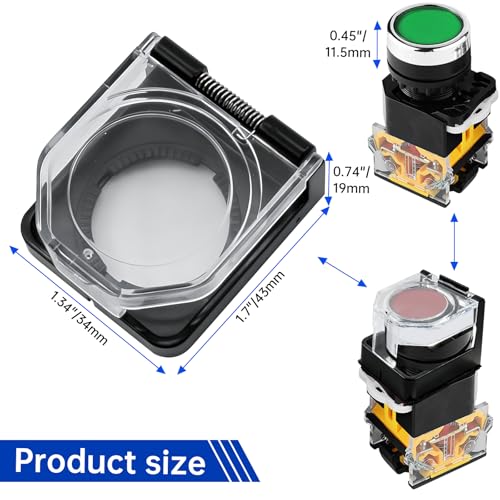 PC Power Button Cover 22mm Round Hole ABS Plastic 2-Pack | Self-adhesive 43x34x19mm ABS shield stops pets or children from pressing PC and CNC buttons. Fits 22mm round mounts. - style: Round opening