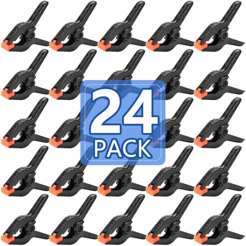 24 Pack 3.5 inch Plastic Spring Clamps, Black Heavy Duty Clips, Backdrop Clips, Plastic Clamps for Crafts, Backdrop Stand, Woodworking, Photography - size: 3.5in-24P