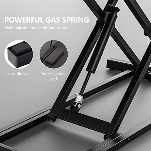 FITUEYES Height Adjustable Standing Desk 32” Wide Sit to Stand Converter Stand Up Desk Tabletop Workstation for Laptops Dual Monitor Riser Brown SD308002WE - color: Brown