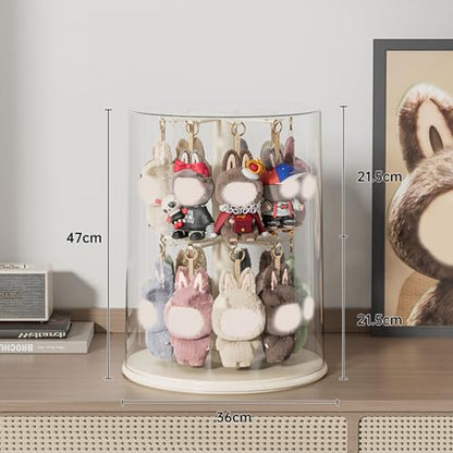 Rotating Display Case - 360° Clear Figure & Keychain Display Case with Dust Proof Cover,for 17/15cm Plush Dolls, Stackable Holder Display Shelf for Collectibles,NO Dolls (Rotate) - size: 18 Inch tall