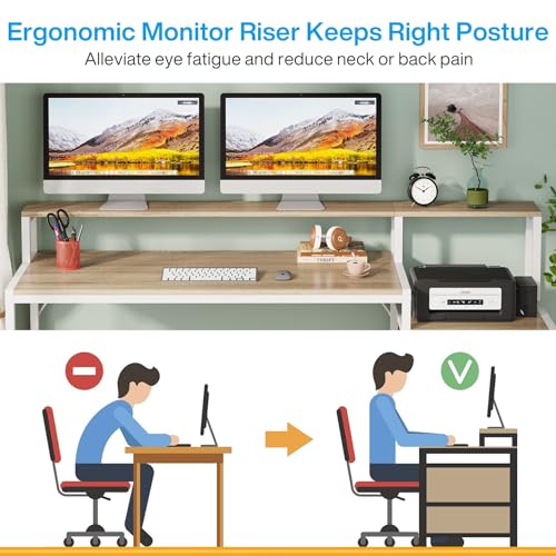 Tribesigns 63 Inch Computer Desk with File Drawer Cabinet, Ergonomic Office Desk with Monitor Stand, Industrial Computer Table with Printer Space, Wood PC Table Workstation Desk for Home Office - color: Walnut