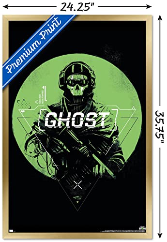 Trends International Call of Duty: Modern Warfare 2 - Ghost Emblem Wall Poster, 22.375" x 34", Gold Framed Version - color: Gold Framed Version, size: 34"L x 22.4"W