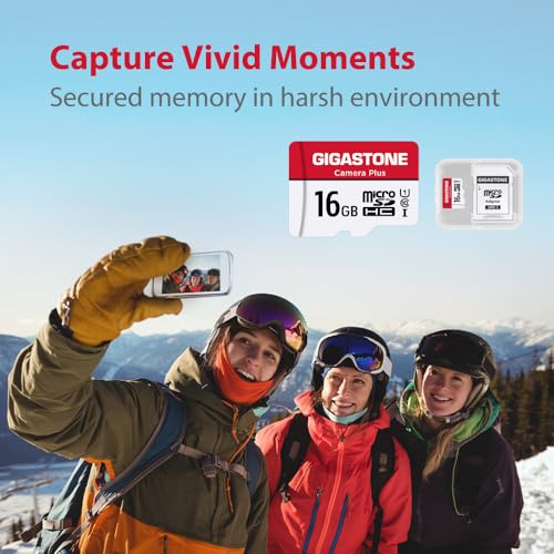 Gigastone 16GB Memory Card Pack of 2 Cards, Camera Plus Series, Speed Up to 85MB/s. Ideal for Full HD Video Gopro Camera Drone, U1 C10 Micro SDHC Card with Mini Case and SD Adapter. - color: 16GB Card Pack of 2