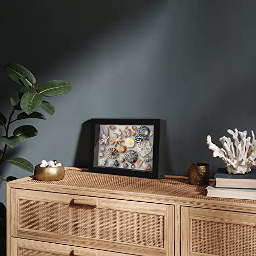 Americanflat 5x7 Shadow Box Frame with Shatter-Resistant Glass - Silhouette Collection - Small Shadow Box Display Case for Tabletop and Wall Display - Black with Soft Felt Back - color: Black, size: 5x7