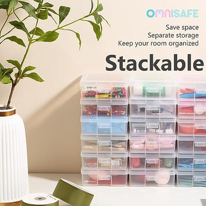 12 Pack Small Plastic Hobby Art Craft Organizer, Clear Plastic Storage Containers with Latching Lid, for Pencil Box, Lego, Crayon - size: Small - 12 Pack