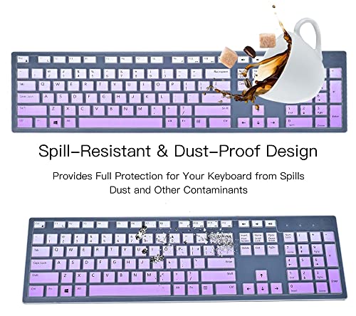 Keyboard Cover for Dell KM636 Wireless Keyboard & Dell KB216 Wired/Dell Optiplex 5250 3050 3240 5460 7450 7050/Dell Inspiron AIO 3475/3670/3477 All-in One Desktop Keyboard Cover Skin, Light Purple - color: Light Purple