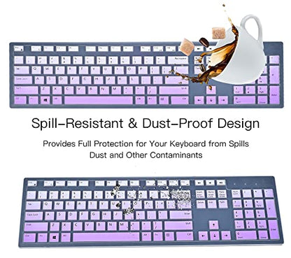 Keyboard Cover for Dell KM636 Wireless Keyboard & Dell KB216 Wired/Dell Optiplex 5250 3050 3240 5460 7450 7050/Dell Inspiron AIO 3475/3670/3477 All-in One Desktop Keyboard Cover Skin, Light Purple - color: Light Purple