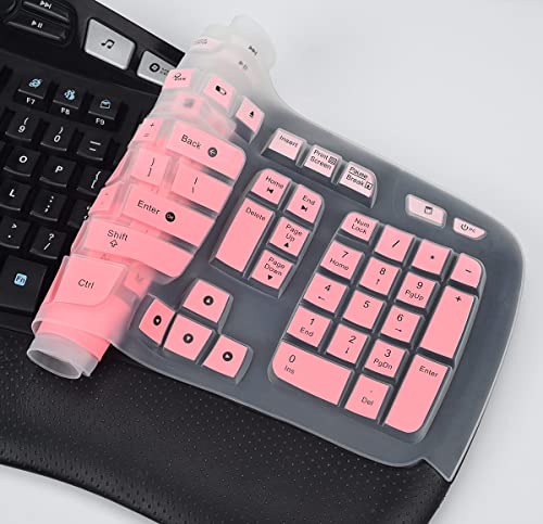 CaseBuy Keyboard Cover for Logitech K350 MK550 MK570 Wireless Wave Keyboard, Ultra Thin Silicone Protector Skin for Logitech K350 MK550 MK570 Keyboard -Ombre Pink - color: Ombre Pink