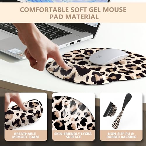 iLeadon Mouse Pad Set, Desk Mat + Mouse Pad with Wrist Rest + Keyboard Wrist Rest + Coaster, 4in1 Leopard Mouse and Keyboard Pad Set for Home Office, Classic Leopard - color: Classic Leopard