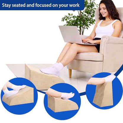 Foot Rest for Under Desk at Work, Ergonomic Under Desk Footrest with Washable Cover for Office, Home & Gaming Leg Elevation Pillow Beige - color: E-beige