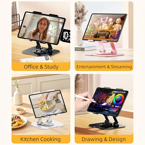 360° Rotatable Metal Tablet Stand(Backboard Soccer Cutout Design), Adjustable Folding Desktop Stand for iPad/iPhone/Switch, Universal Use for Office/Movie/Studying/Drawing/Gaming, Silver - color: World Cup Stand - White