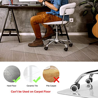Kuyal Clear Chair Mat, Hard Floor Use, 48" x 36" Transparent Office Home Floor Protector mat Chairmats (48" x 36" Rectangle) - size: 36" x 48" Rectangle