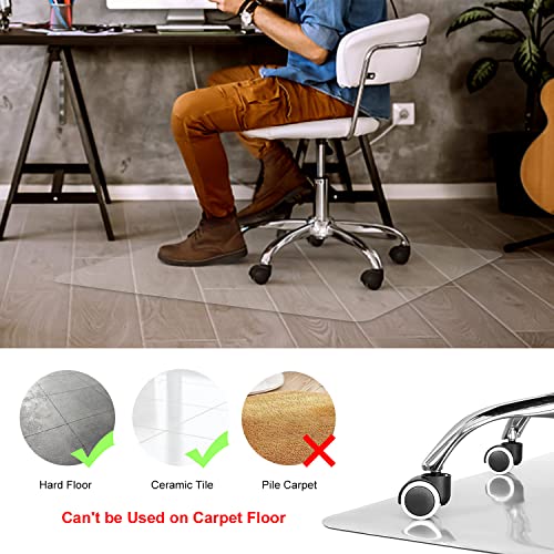 Kuyal Clear Chair Mat, Hard Floor Use, 48" x 36" Transparent Office Home Floor Protector mat Chairmats (48" x 36" Rectangle) - size: 36" x 48" Rectangle