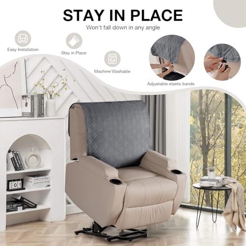 VANSOFY Recliner Chair Covers 100% Waterproof Backrest Cover Reclining Cover Non-Slip Dog Chair Cover Furniture Protector Washable Slipcover Elastic Straps for Pets, Dogs(Dark Gray) - color: Dark Gray