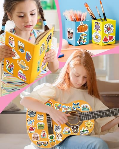 Greingways 100 Pcs Water Bottle Stickers for Kids Classroom, Waterproof Stickers for Laptop Scrapbook Skateboard, Vinyl Cute Sticker Packs for Teens Boys Girls Adults - style: 100 pcs