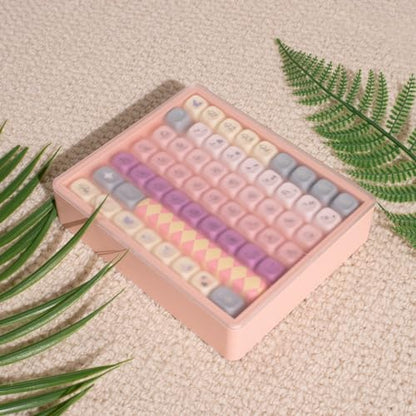 Sumgsn Keycaps Storage Box, Keycaps Container,130 Keys Transparent Display Case Holds 7u Spacebar/Big Enter Key for XDA/Cherry/MOA/MAO Profile Mechanical Keyboard (Pink) - color: pink