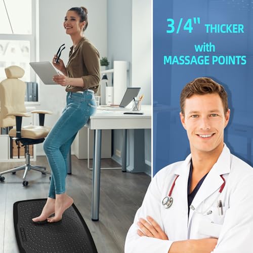 Large Comfort Standing Desk Mat (17"x28") - 3/4 Thick PU Foam Anti Fatigue Foot Massage Mat with Acupressure Points, Non-Slip Waterproof Easy Clean Kitchen Floor Mat for Office Home - size: 28"L x 17"W x 0.8"Th