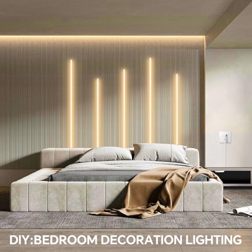 12V Under Cabinet Lighting Kit,3.3Ft 6-in-1 Self-Adhesive COB LED Strip Lights with 36W Adapter Touch Dimmable Led Shelf Lighting 4000k for Kitchen Counters Book Shelf Closet Showcase - color: Neutral White, size: 3.3Ft