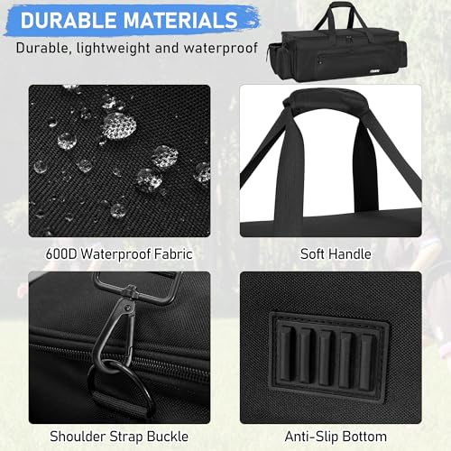 Disc Golf Storage Bag Durable Large Capacity with Dividers and Multi Side Pockets, Black - style: 25 X 10.2 X 10.2 Inch