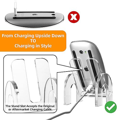 Mouse Holder Stand for Apple Magic Mouse 1 & 2 Easy Charging, Mouse Display Stand Compatible with Magic Mouse and Slim Flat Mice, Clear Acrylic Small Mouse Desktop Holder - style: sofa shape