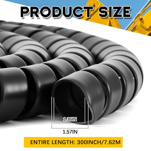 1 Pcs Spiral Wrap Cable Protector, Safe 1.5" Od x 25' Pre Cut Lengths Hydraulic Hose Protector Wrap to Avoid Wear and Extend Life for Hydraulic Pneumatic Hoses(Black) - color: Black, size: 1.5" Od X 25'