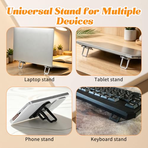 4 Pcs Keyboard Riser Tilt, ABS Keyboard Legs with Dual Angle Adjustment, 2.36x1.22 Inch Foldable Keyboards Tilt Stand for Laptop & Desktop, Black & Silver