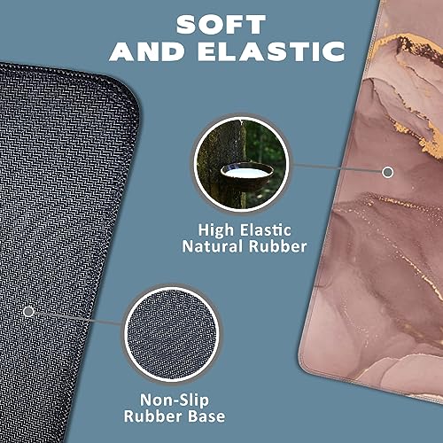 Abstract Fluid Art Extended Gaming Mouse Pad Transparent Waves and Golden Swirls Large Mouse Pad with Stitched Edges Anti-Slip Rubber Base Mouse Mat Desk Pad for Gaming and Office 35.4" x 15.7" - color: Transparent Waves and Golden Swirls