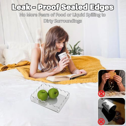 Scalloped Acrylic Tray with Magnetic Mat - 7x5 inch Photo Display Tray, Customizable Vanity Tray for Bathroom Counter, Home Office Desk Organizer, Outdoor Serving Tray, Catchall for Jewelry & Keys - size: 7" x 5" x 2"