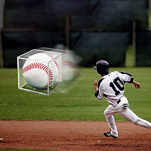 2 Pack Baseball Display Case UV Protected Acrylic Clear Baseball Holder Square Cube Ball Protector Memorabilia Autograph Display Box for Official Size Baseball - size: TWO PACK