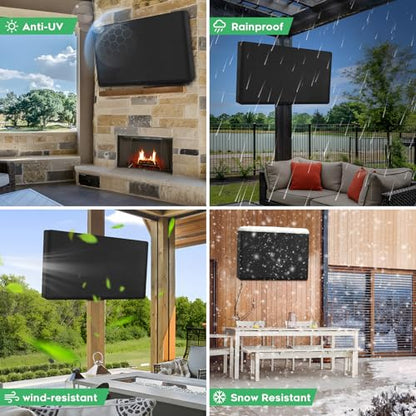Outdoor Waterproof and Weatherproof TV Cover 60-65 Inch with Zipper, 65 Inch Outdoor Flat Panel TV Cover, Black Thick Fabric All Around Protector - size: 60-65 inches