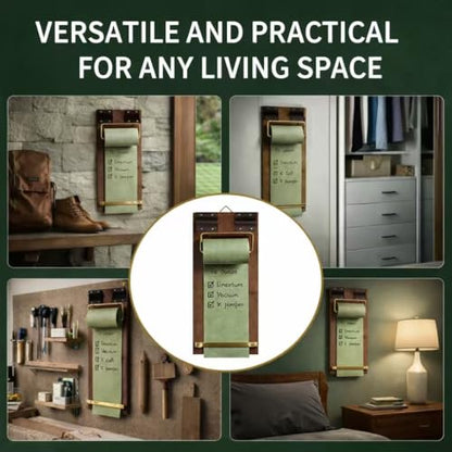 Retro Wall Mounted Memo Board with 1 Natural Dark Green Roll – Rustic Clipboard Notepad, Tearable Writing Pad for Notes, Menu, Kitchen, Café and Home Office Decoration - style: Dark Green Board + 1 Roll