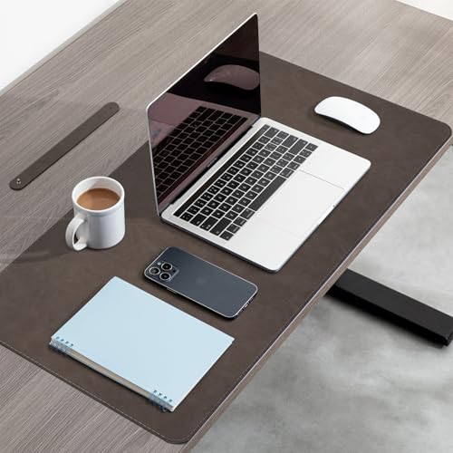 Large Gaming Desk Pad with Stitched Edges - 2mm Thickness Leather Mouse Mat, Non-Slip Base Desk Mat for Office/Home 31.5"x 15.7" L Dark Coffee - color: Dark Coffee, size: 31.5" x 15.7"