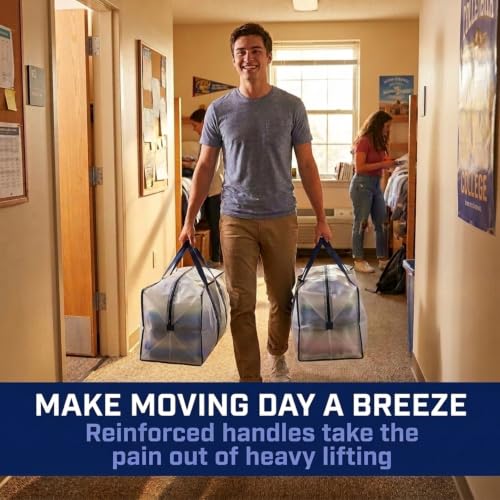 BOX USA 4-Pack Moving Bags with Strong Handles & Zippers - Heavy Duty Extra Large Packing Bags for Storage, Moving Boxes, Dorm & College Supplies, Clear - style: Clear 4-Pack