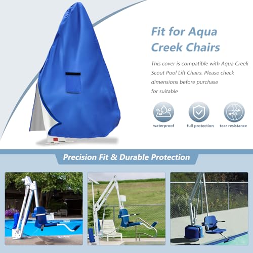 Pool Lift Cover - 600D Heavy Duty Waterproof Cover for Aqua Creek Scout Pool Lift Chairs,Blue - color: Blue, size: 46″L x 59″W x 87″H