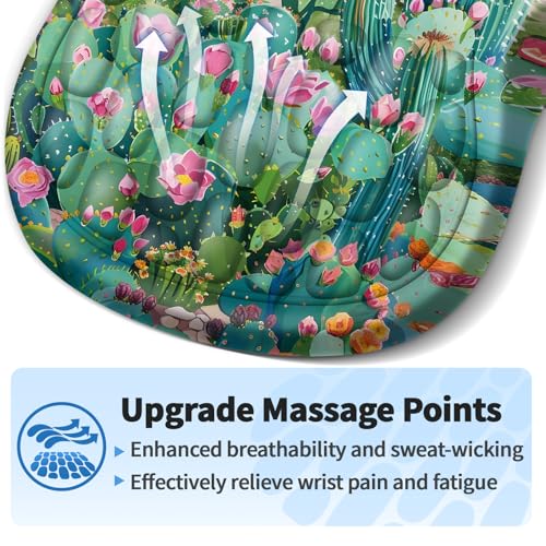 YIWEI Ergonomic Mouse Pad with Wrist Rest - Comfortable Office Mousepad with Memory Foam Wrist Support for Carpal Tunnel Relief, Mouse Pads with Non-Slip Base for Gaming and Home (Cactus) - color: Cactus