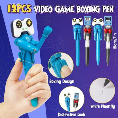 74pcs Video Game Party Favors for Kids Cool Fun Boxing Pens Mini Notebooks Stickers, Gamer Birthday Party Favors Funny Novelty Gifts Gaming Classroom Prizes Goodie Bag Stuffers for Teens Boys Girls