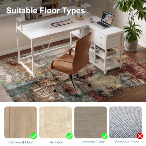 Anidaroel Office Chair Mat for Hardwood Floor, 48"x60" Under Desk Chair Rug for Rolling Chair, Anti-Slip Computer Chair Mat, Low Pile Carpets Floor Rug for Home Office Gaming Room - color: Modern Abstract, size: 48"x60"