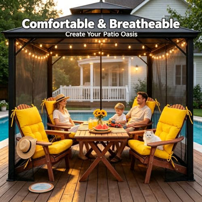 QILLOWAY Outdoor Rocking Chair Cushions Set of 2, 100% Polyester Waterproof Patio Rocking Chair Cushion, High Back Weatherproof Chair Pad for Adirondack & Outdoor Furniture, Yellow - color: Yellow