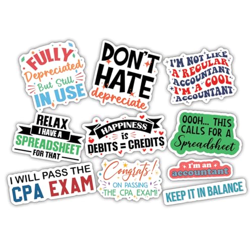 10pcs Accountant Sticker Sheet, Funny and Cute Vinyl Decals for Accountants, CPAS, Bookkeepers, Office Workers, Waterproof, UV-Resistant, for Laptop, Water Bottle, Journal, Notebook (Design 2) - color: Design 2