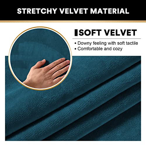 PrinceDeco 4 Pack Thick Velvet Stretch Armrest Covers for Chairs and Sofas Armchair Covers for Arms Couch Arm Covers Armrest Covers for Sofa Non Slip, Deep Teal - color: Deep Teal