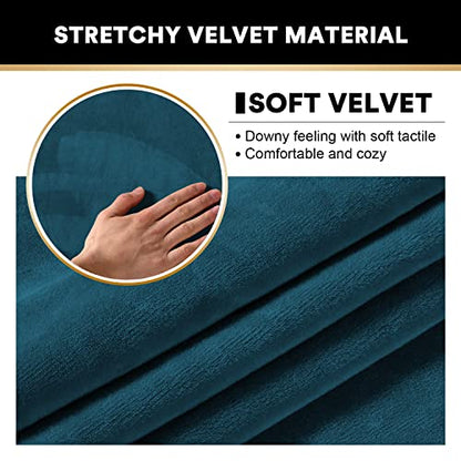 PrinceDeco 4 Pack Thick Velvet Stretch Armrest Covers for Chairs and Sofas Armchair Covers for Arms Couch Arm Covers Armrest Covers for Sofa Non Slip, Deep Teal - color: Deep Teal