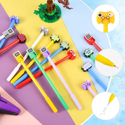 LiYiQ 25 Pcs Video Game Party Favors Cartoon Cute Fun Pens Kawaii Games Handle Level Up Games Console Shape Gel Black Ink Pen Cute Video Game Pens for Office Home Present