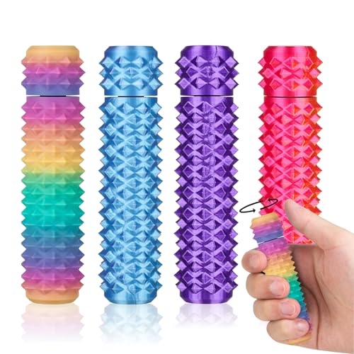 Little Ouchies Pain Stim Fidget Toy, 3D Printed Pocket Spiky Keychain with Clicker Button Spinner Sensory Toys for Anxiety Focus & Stress Reduction Novelty Gifts(H4) - color: H4