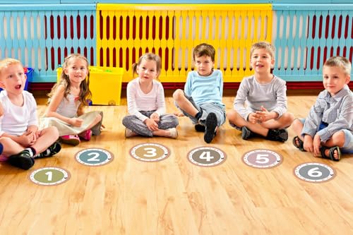Line Up Spots Stickers for Classroom Floor, Boho Number Stickers | 36pcs Lining Up Number Decals for Classroom Waterproof Number Markers for Preschool Kindergarten Elementary Teacher Must Have